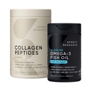 Sportsforskning Triple Styrke Omega 3 Fiskeolje 1250mg Burpless Supplement med Omega3s EPA & DHA Non-GMO, Glutenfri og kollagen Peptider for alle Kjønn Hydrolysert Type 1 & 3 Powder Protein