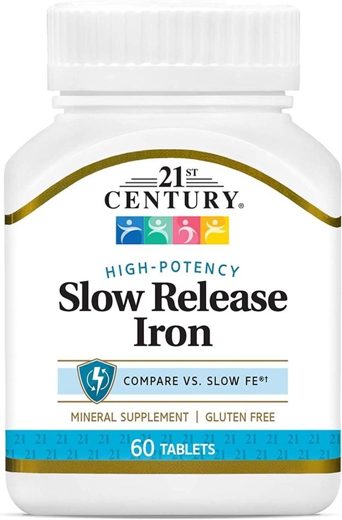 21st Century Slow Release Iron Tabletter, 60 Count Pakning 2 - Emballasje May Vary