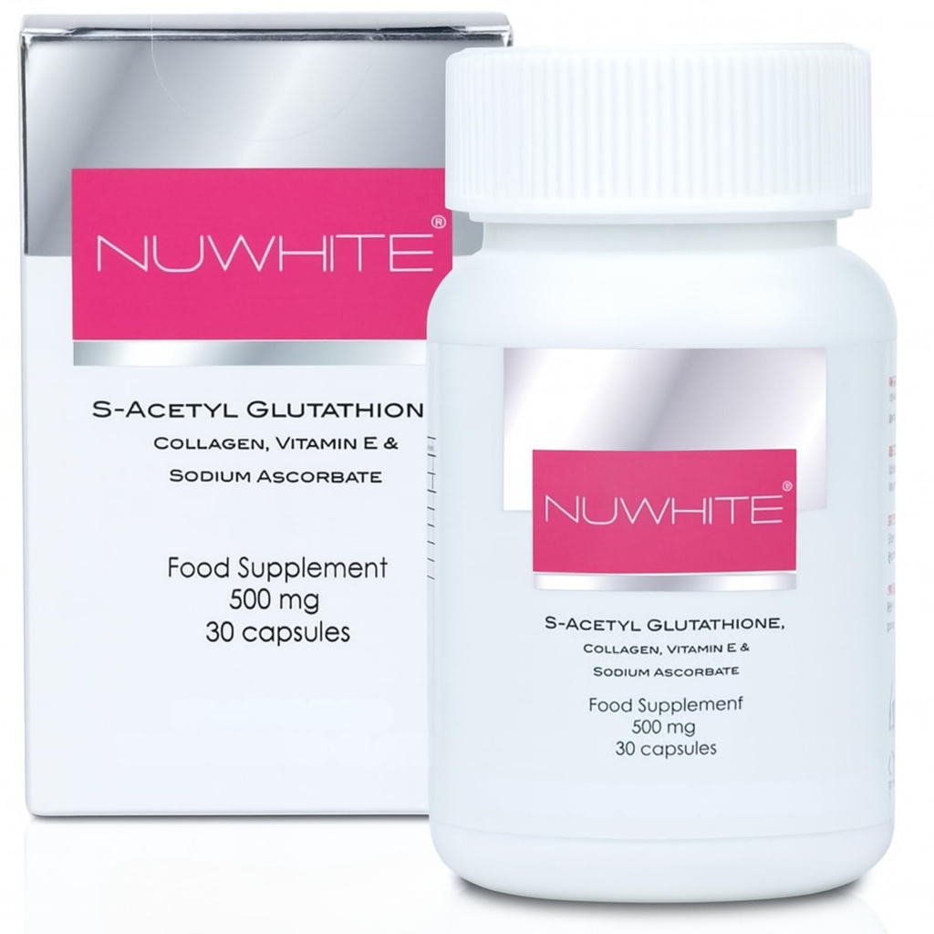 Nu Hvit S-Acetyl Glutathion Ny Forbedret Formula Hud Whitening 30 kapsler