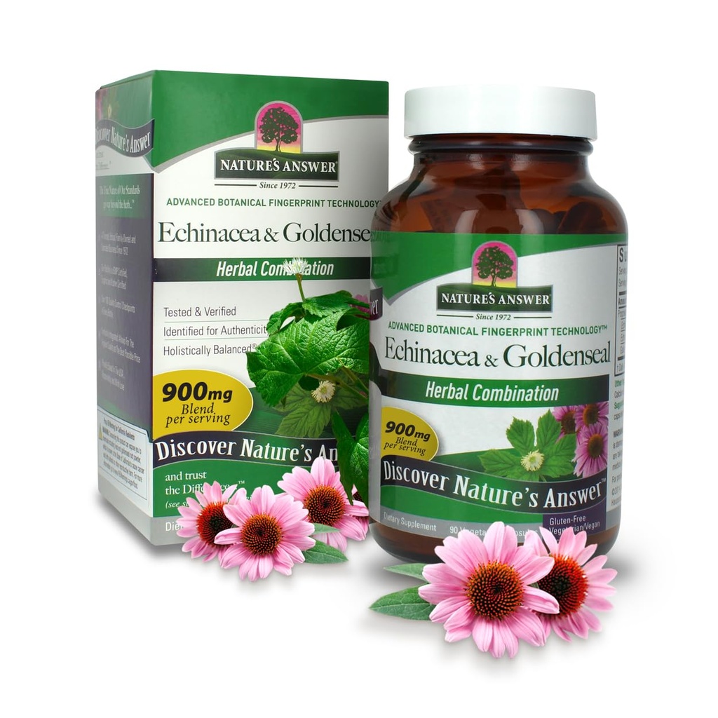 Naturens svar Echinacea & Goldensel | Kosttilskudd | Støtter et sunnt immunsystem | Ikke-GMO & Kosher sertifisert | Vegetarisk / vegansk kapsler 90ct