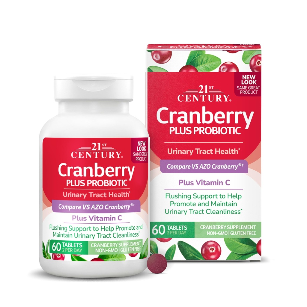 21st Century Cranberry Plus Probiotiske tabletter, 60 greve