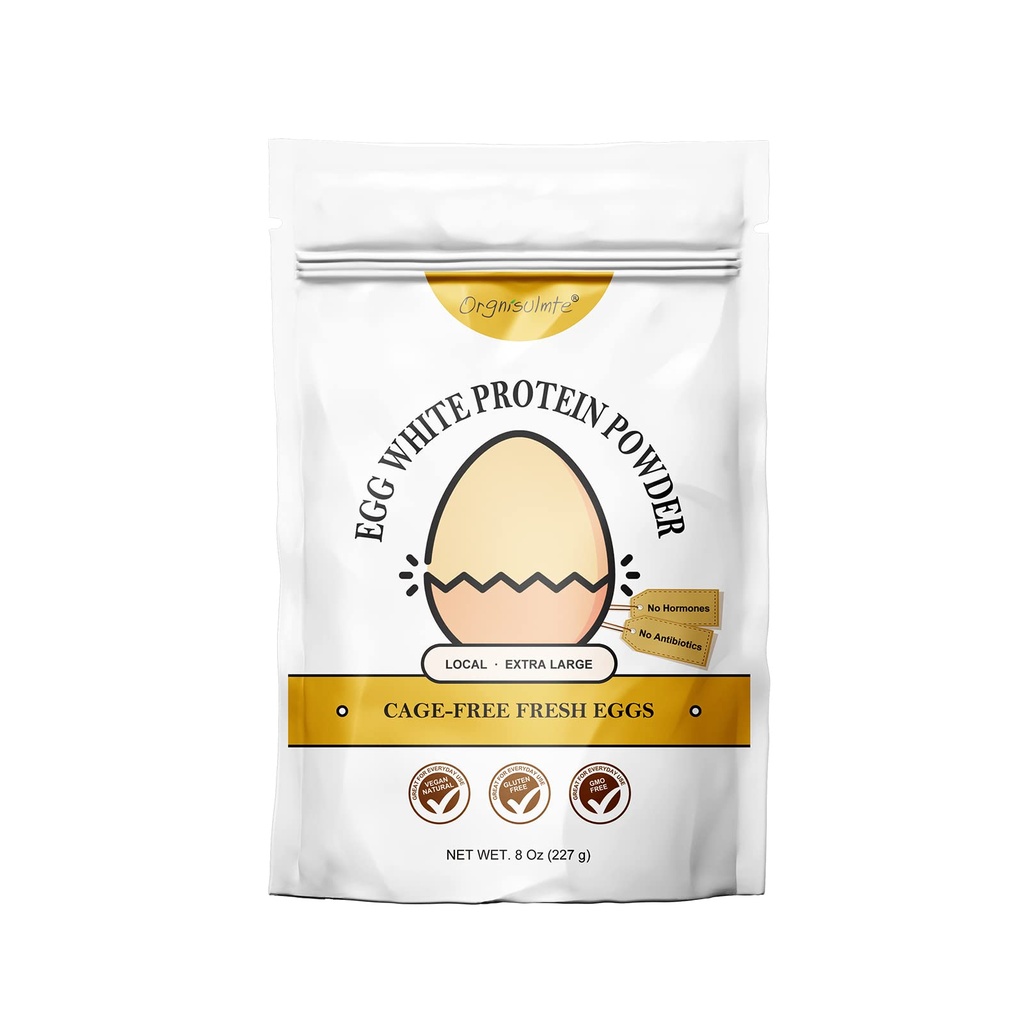 Orgnisulmte Egg Hvitt Proteinpulver 8 Oz, Pasteurisert Tørket Egg Hvite Protein, Glutenfri, Ikke-GMO, Uflavored, Gratis rekkevidde High Whip for Baking, Desserter 227g