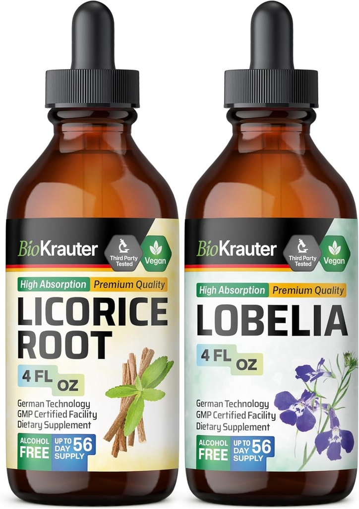 BIO KRAUTER Licorise Root Tinktur 4 Fl. Oz. & Lobelia Tinktur 4 Fl. Oz.