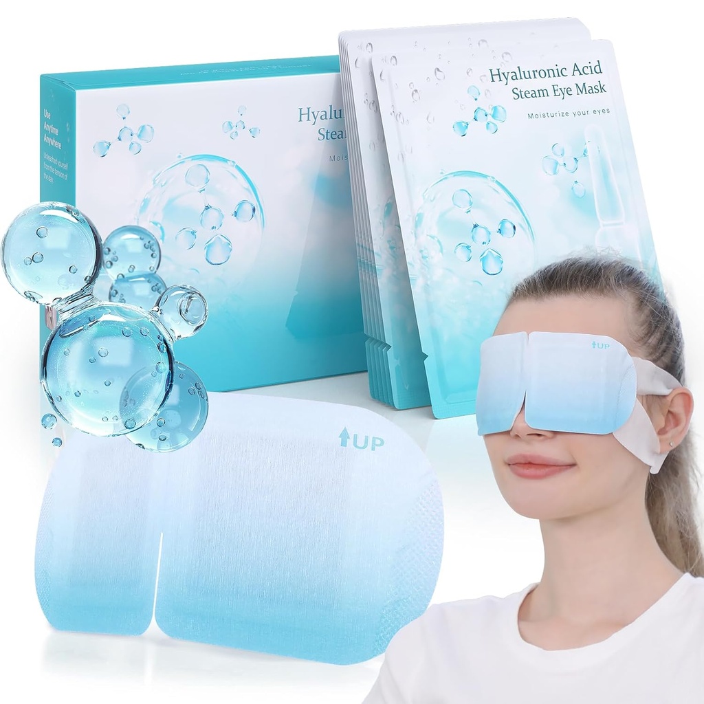 LC-dolida 14 Pakker Hyaluronsyre Damp Øyemaske Heated Eye Mask for tørre øyne Disponerbare Selvoppvarming Øye Dampmaske for søvn Spa Reise Forretningsreiser Kosttilskudd Relaxation Gaver for kvinner, menn