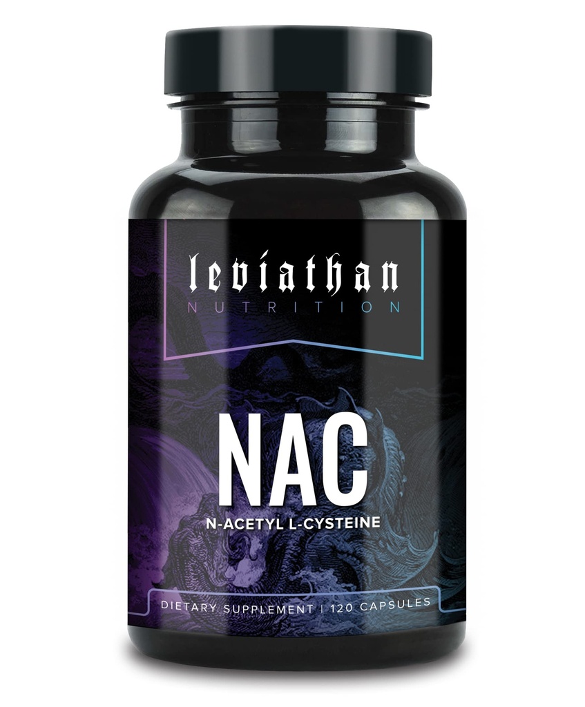 Leviathan Nutrition NAC Supplement N-acetyl Cysteine for lunge, lever, immunstøtte - Potent Antioksidant Støtte til å øke glutathion nivåer 600 mg, 120 kapsler