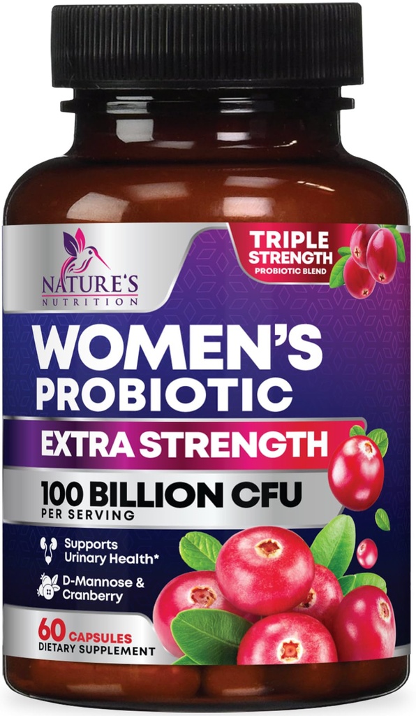 Probiotika for kvinner Digestive Helsestøtte - 90 milliarder CFU Women's Probiotic, 16 Strains, Cranberry, Vaginal Probiotic med prebiotika, PH, Immune, Urin, & Feminine Helse Support, 60 kapsler
