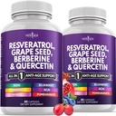 NEW AGE Resveratrol, Berberin, Grape Seed Extract, Quercetin, Polyphenol Supplement for kvinner og menn med Noni Extract, N-Acetyl Cysteine, Acai Extract - 120 Kapsler