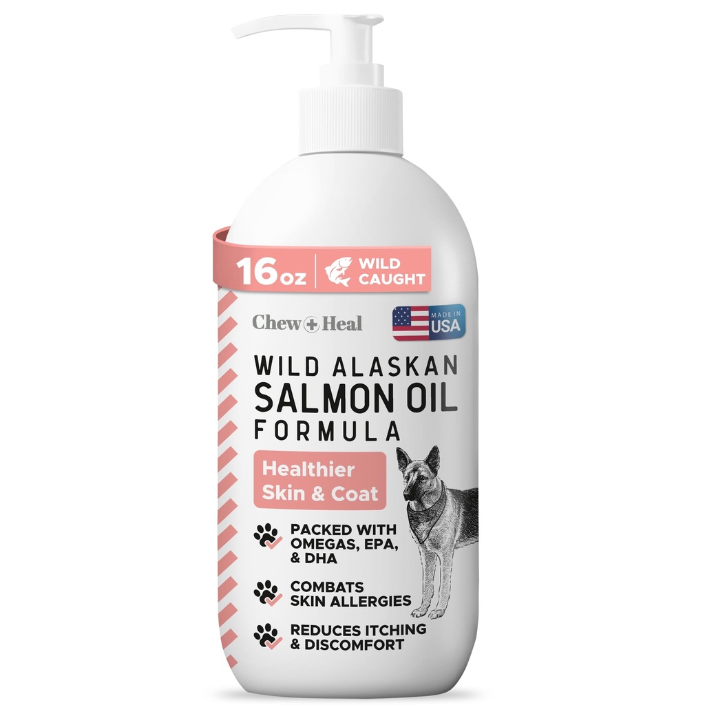 Wild Alaskan Salmon Fish Oil - 16 oz. av Fish Oil Formula - Pump Cap Flaske - Inneholder Omega-3 og 6, Vitamin D, EPA og DHA for sunn hud og Coat