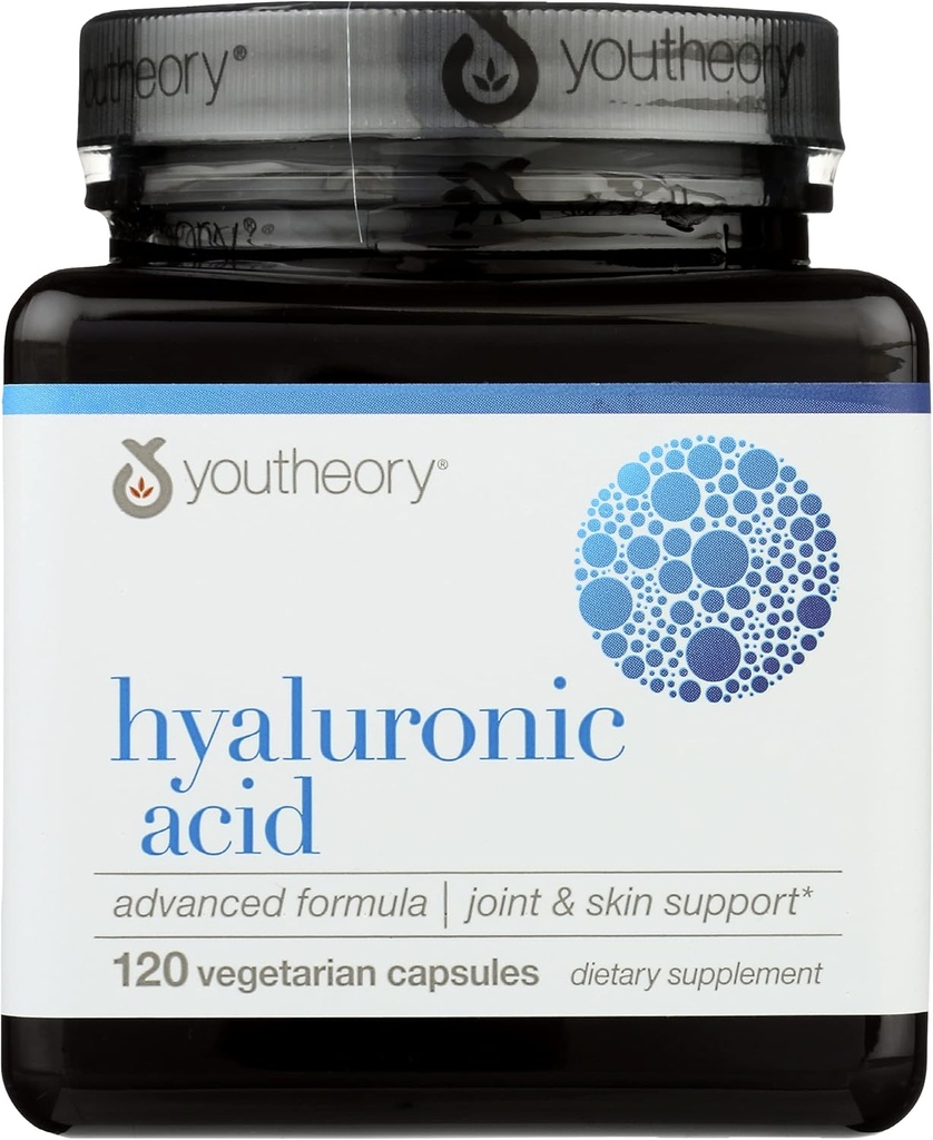 Youtheory Hyaluronsyre Advanced Formula, Dairy Free, 120 kapsler (pakke med 1)