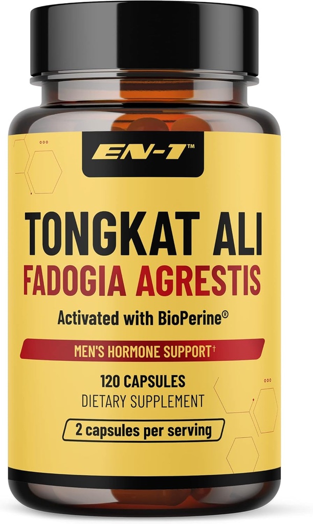 EN-1 Tongkat Ali for menn (Longjack) Fadogia Agrestis og Tongkat Ali Supplement 1205mg per servering med BioPerine, Tongat-ali for menn - 120 kapsler Tonkat-Ali Long Jack