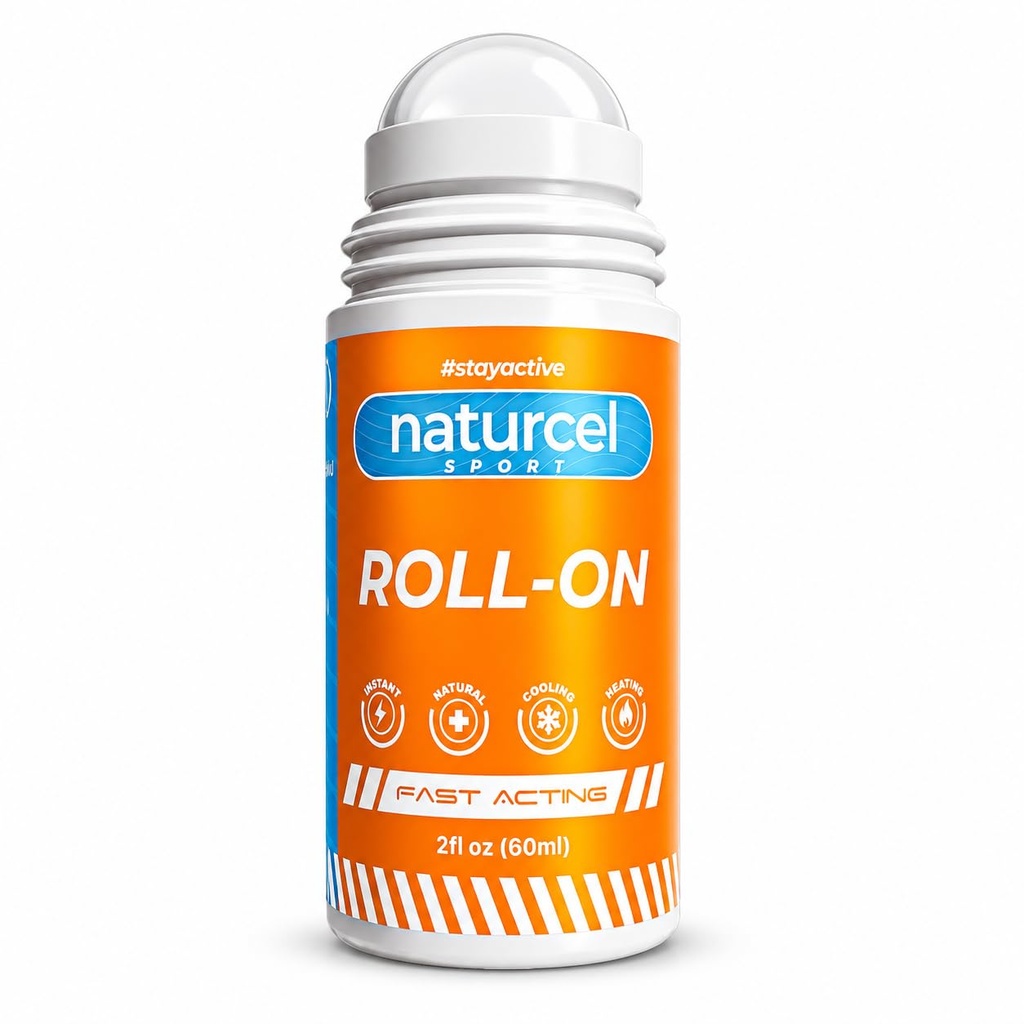 Sport Roll-On, 2FL OZ, Topical Reliever for smerter og smerter av muskler og ledd, kjøling, raskvirkende, Mess Free Massage Roller, Fargeløs