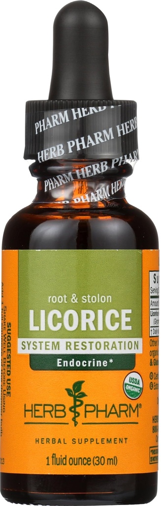 Herb Pharm Certified Organic Licorice flytende ekstrakt for Endokrine System Support - 1 Ounce (DLIC01)