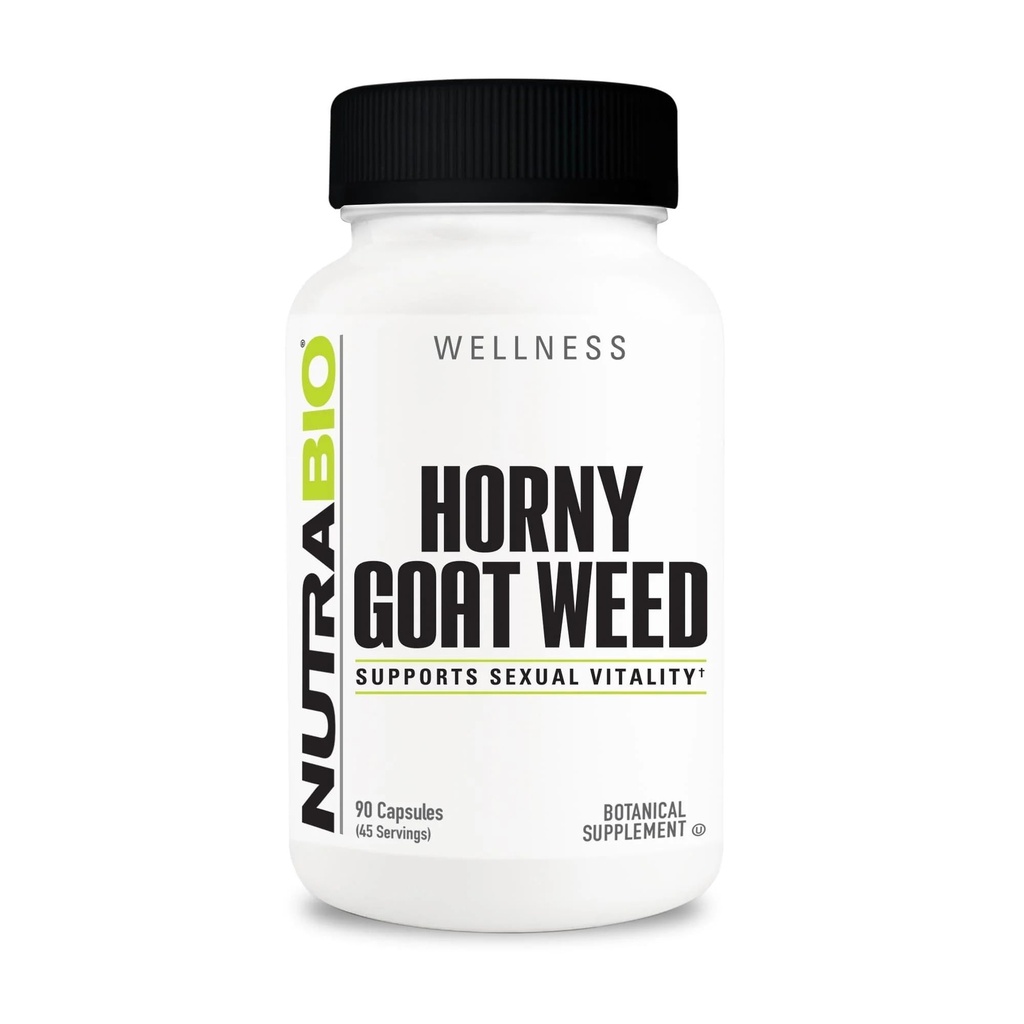 NutraBio Horny Goat Weed Extract Supplement, 500mg - for både menn og kvinner, hjelper støtte energi og vitalitet, 90 grønnsaker kapsler