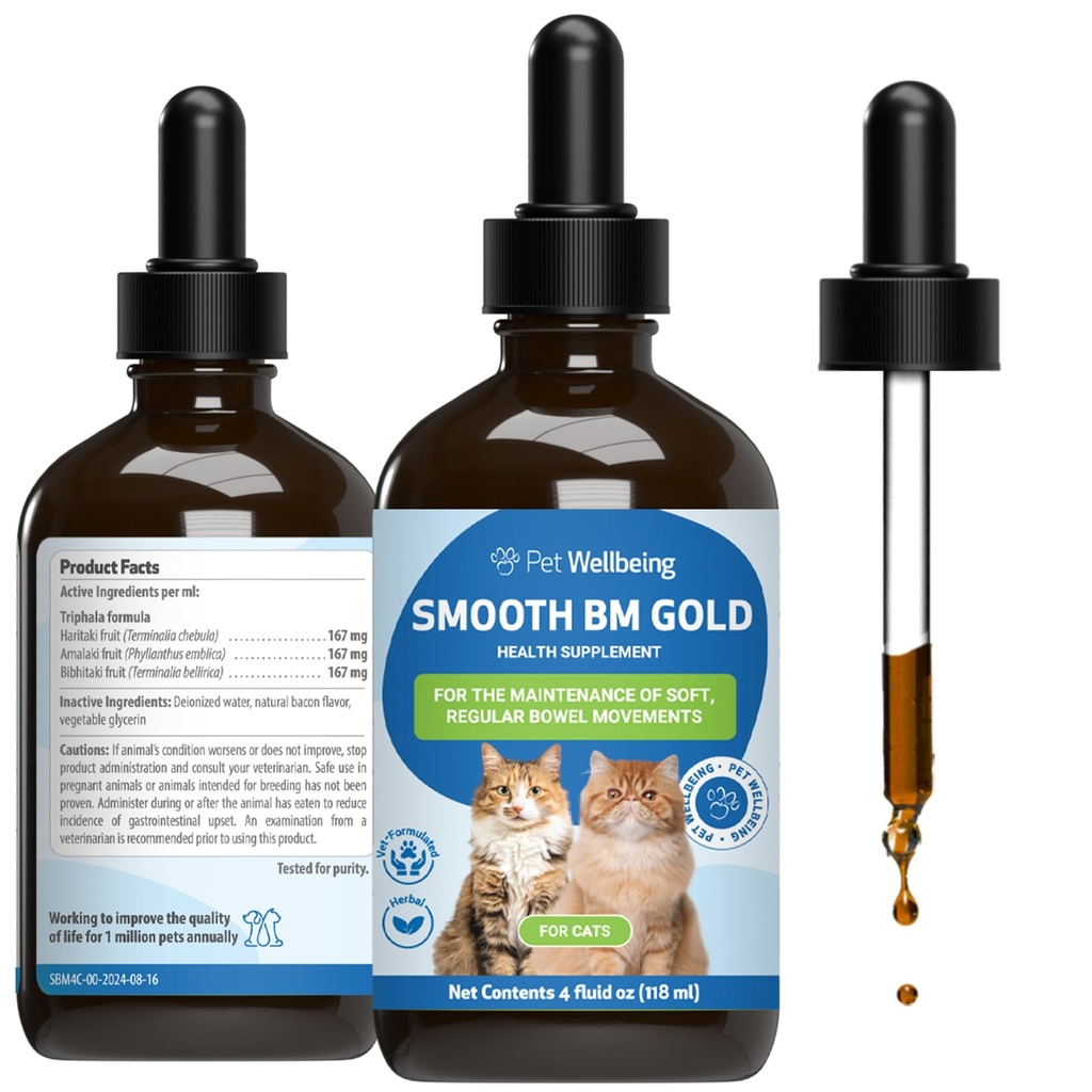 Kjæledyrs velvære glatt BM Gull for hund og katter - Svalbar Relief & Stool Softener, støtter sunn Bowell Bevegelser - Naturlig Herbal Supplement 4 oz (118 ml)