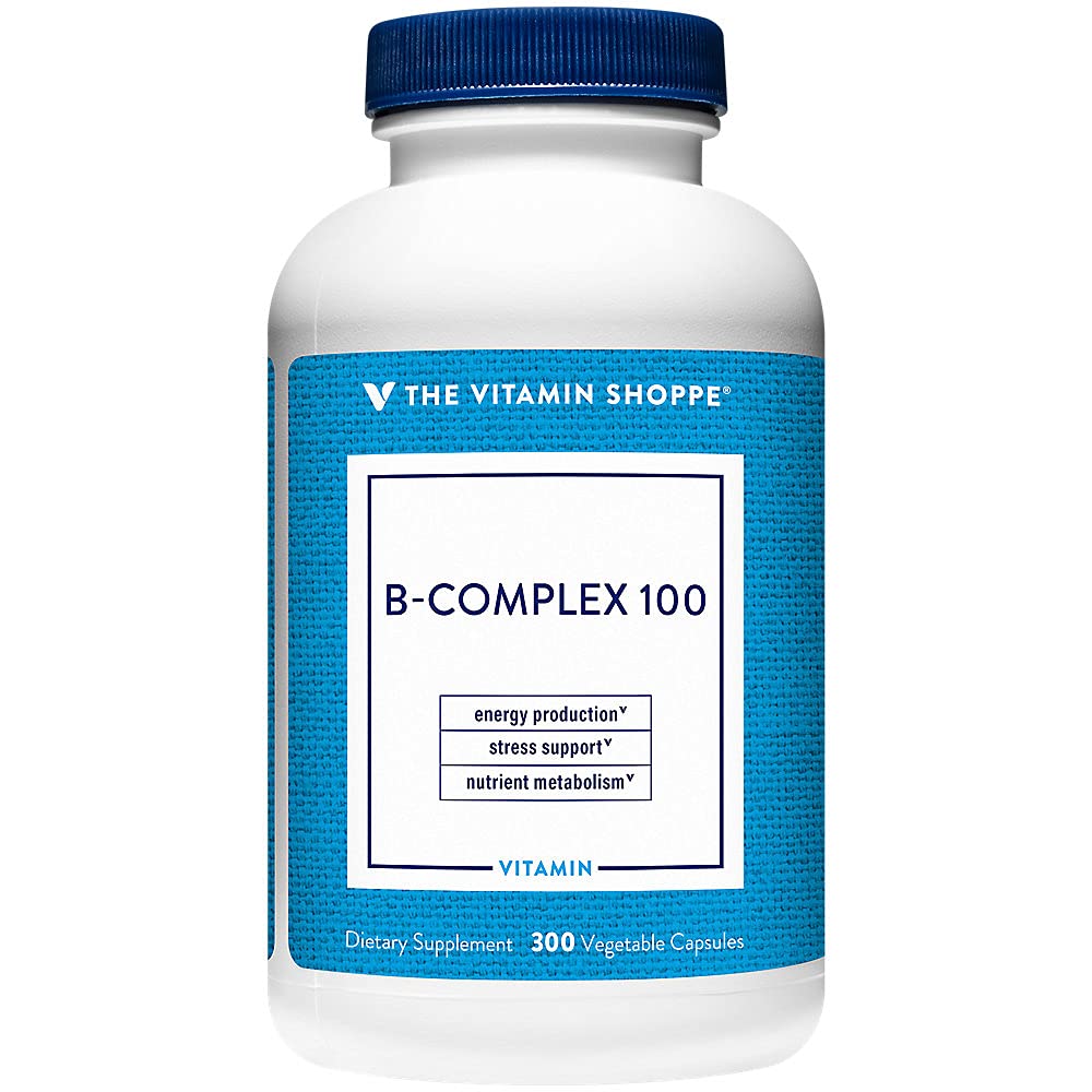 The Vitamin Shoppe B-Complex 100 - Complete B Vitamin Formula | Energy Metabolism & Nervous System | 300 Veggie Caps | High Potency