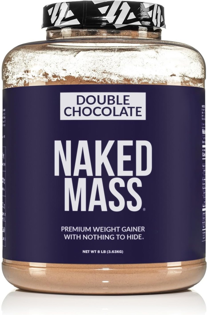 NAKED Dobbel sjokolade masse - 1,260 kalorier, 50G protein, ingenting kunstig. Alle naturlige vekt gevinster protein pulver - 8Lb bulk, GMO gratis, glutenfri og soya gratis