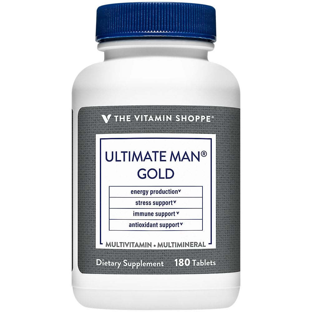 Vitamin Shoppe Ultimate Man Multivitamin - høy potens energi og antioksidant blanding - omfattende daglig multi-Mineralt Supplement for optimal menns helse - Gluten & Dairy Free (180 tabletter)