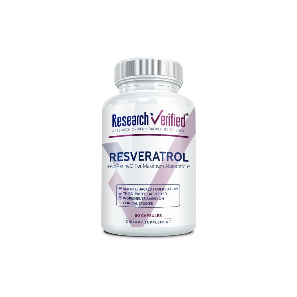 Forskning Bekreftet Resveratrol - 98% Trans-Resveratrol 1000 mg, Anti-Aging Support - 1 flaske - 60 kapsler
