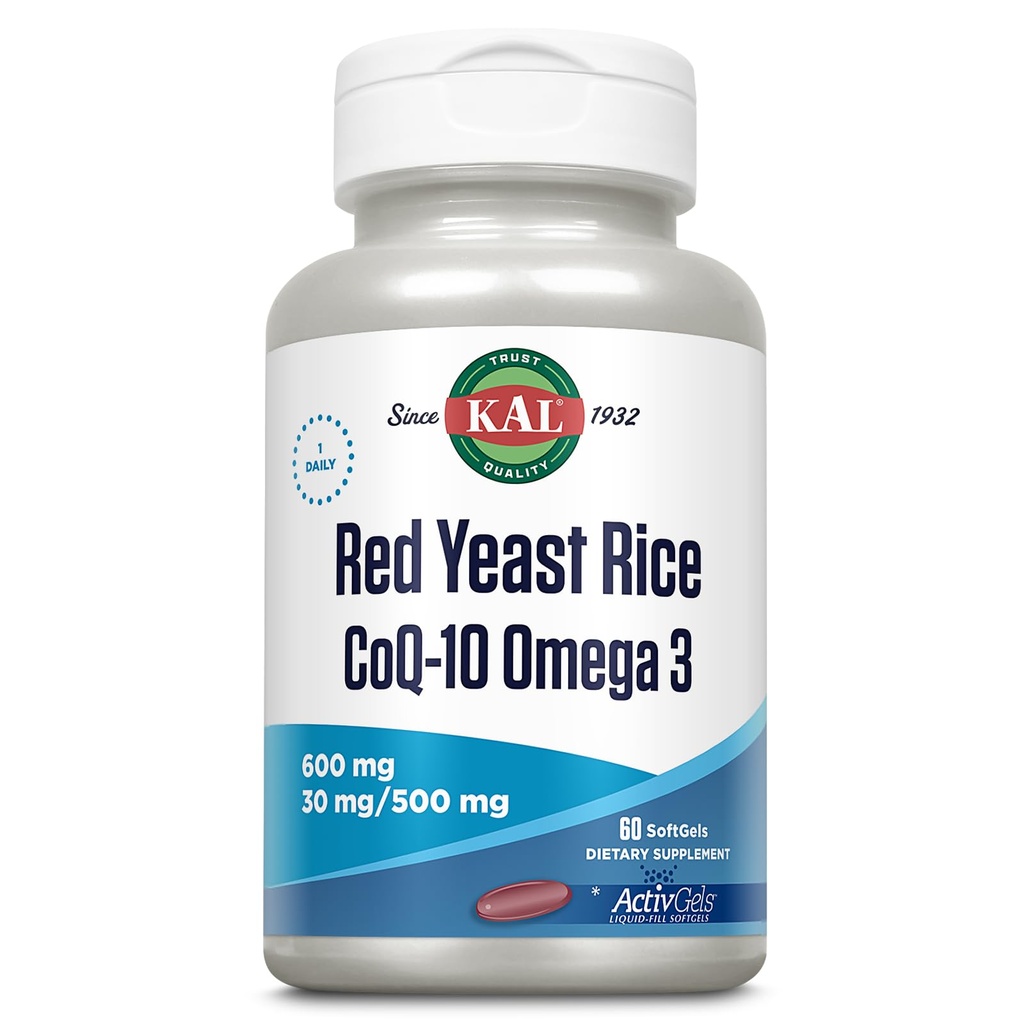 KAL Rød Yeast Rice COQ10 Omega 3, 60 greve
