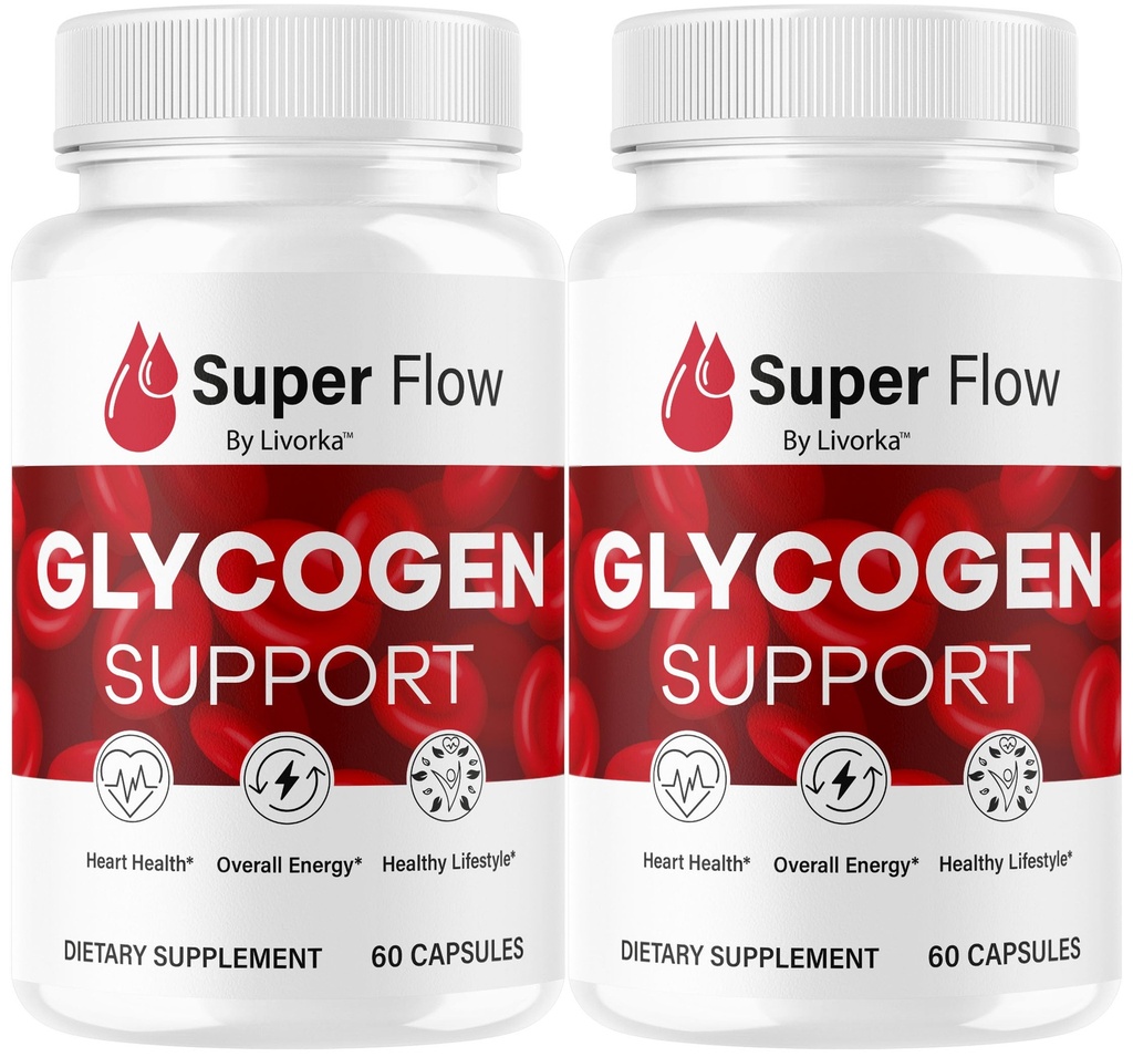 (2 pakke) Super Flow Glycogen - SuperFlow Glycogen støttekapsler, Super Flow, Glycogen støtte Super Flow, Offisiell supperFlow Glycogen støtte, Super Flow Glyco Optimizer, 60 Kapsler i 2 måneder