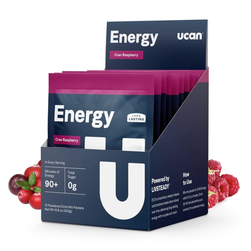 UCAN Energy Powder, Cran-Raz, Keto, Sukkerfri Pre & Post Trening for menn og kvinner, ikke-GMO, Vegan, Glutenfri, Flott for Runners, Gym-Goers og høy ytelse Atleter (12 Serveringer, 25g)