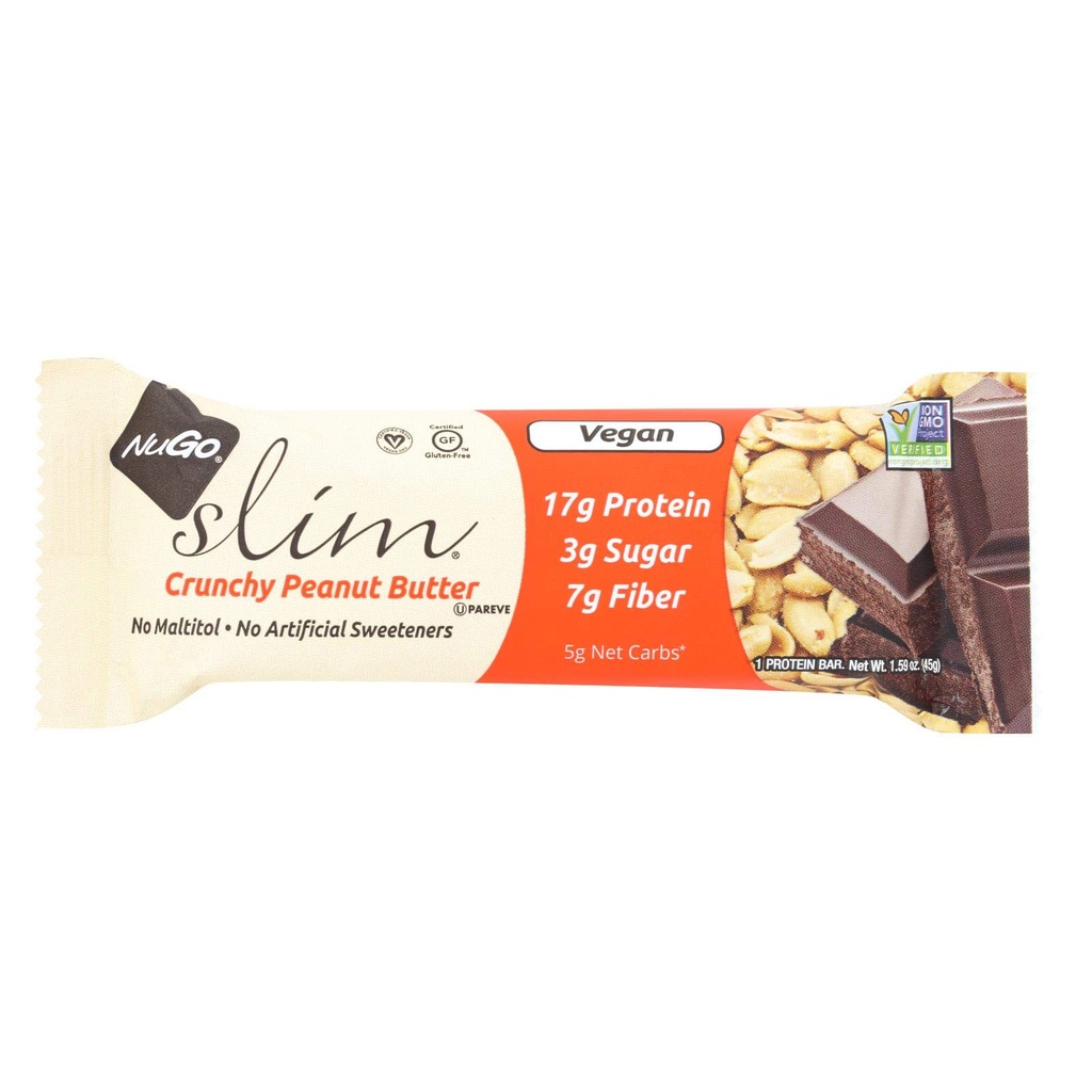 NuGo Nutrition Bar - Slim - Crunchy Peanut Smør - 1.59 Oz Bars - tilfelle av 12