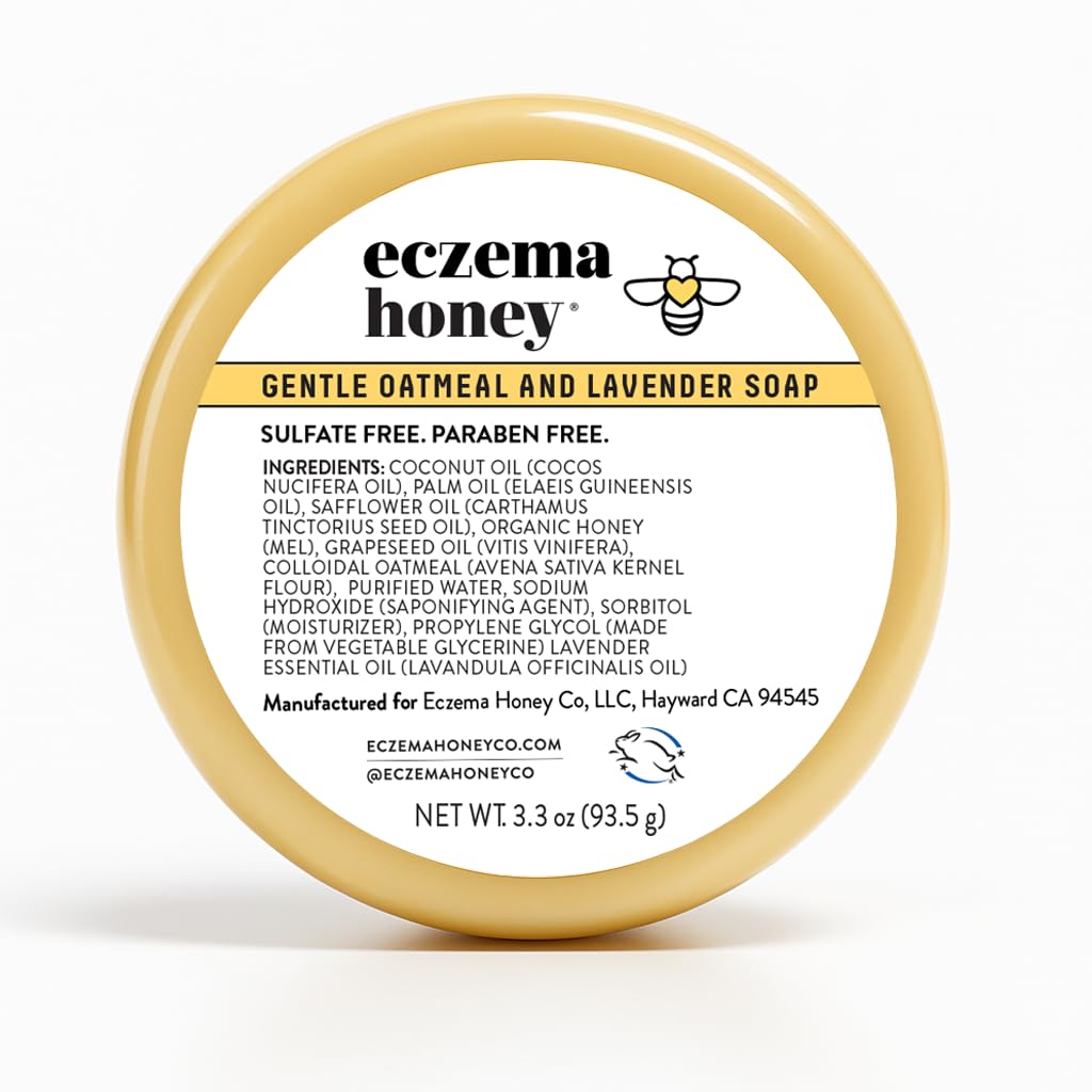 ECZEMA HONEY Gentle Oatmele og Lavender Soap - Naturlig Eczema Body Wash - Daglig Gentle Soap for Tørr, kløende, sensitiv og irritabel hud (3,3 Oz)