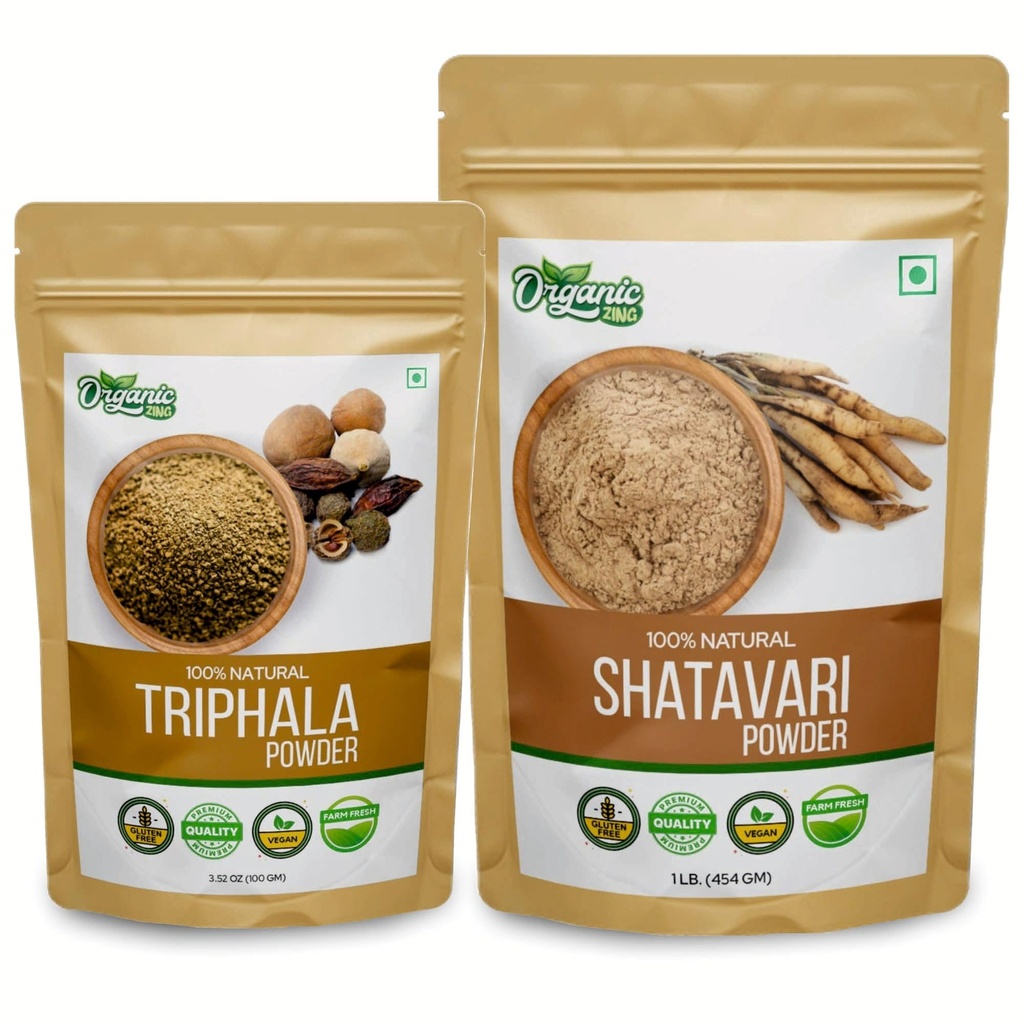 ORGANIC ZING Shatavari- 454g & Tripala pulver- 100g