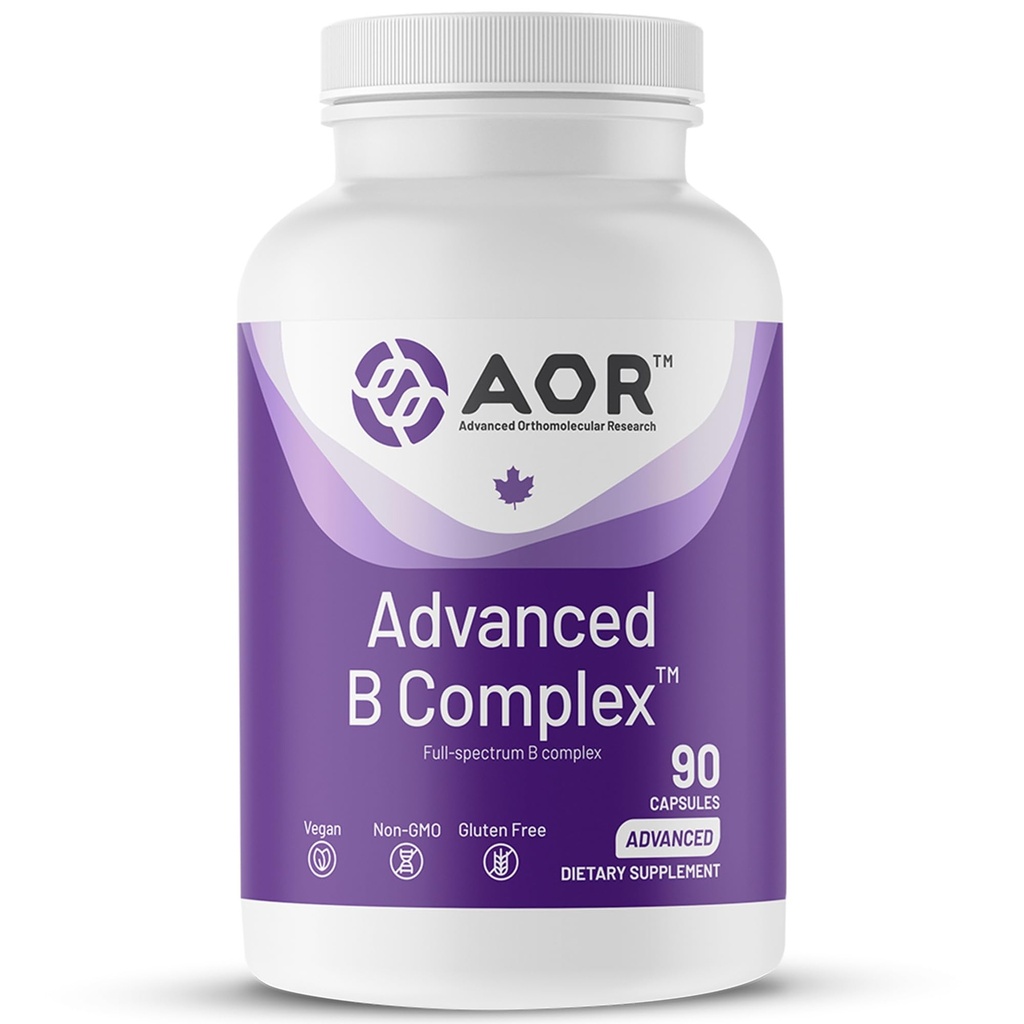 AOR, Advanced B Complex, Multivitamin Støtte for energi, stress og metabolisme, kosttilskudd, 90 kapsler (90 serveringer)
