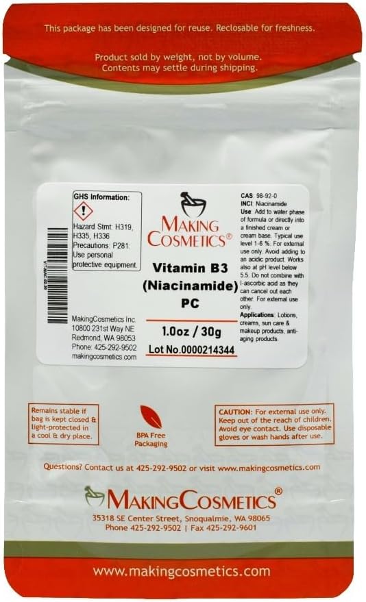 MakingCosmetics - Vitamin B3 (Niacinamide) PC - 1,0oz / 30g - Kosmetisk Ingredient