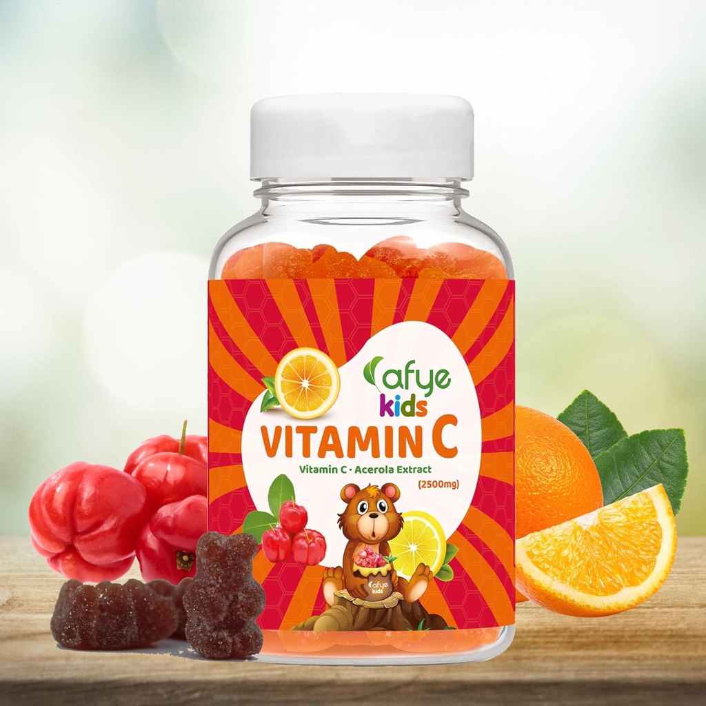 Kids Vitamin C - Immunsystem Booster Gummies med Bear Shaped - Immunsystem Støtte Vitaminer Supplement for voksne og barn - Vitamin C & Acerola Extract, 60 Count (Pack of 1)