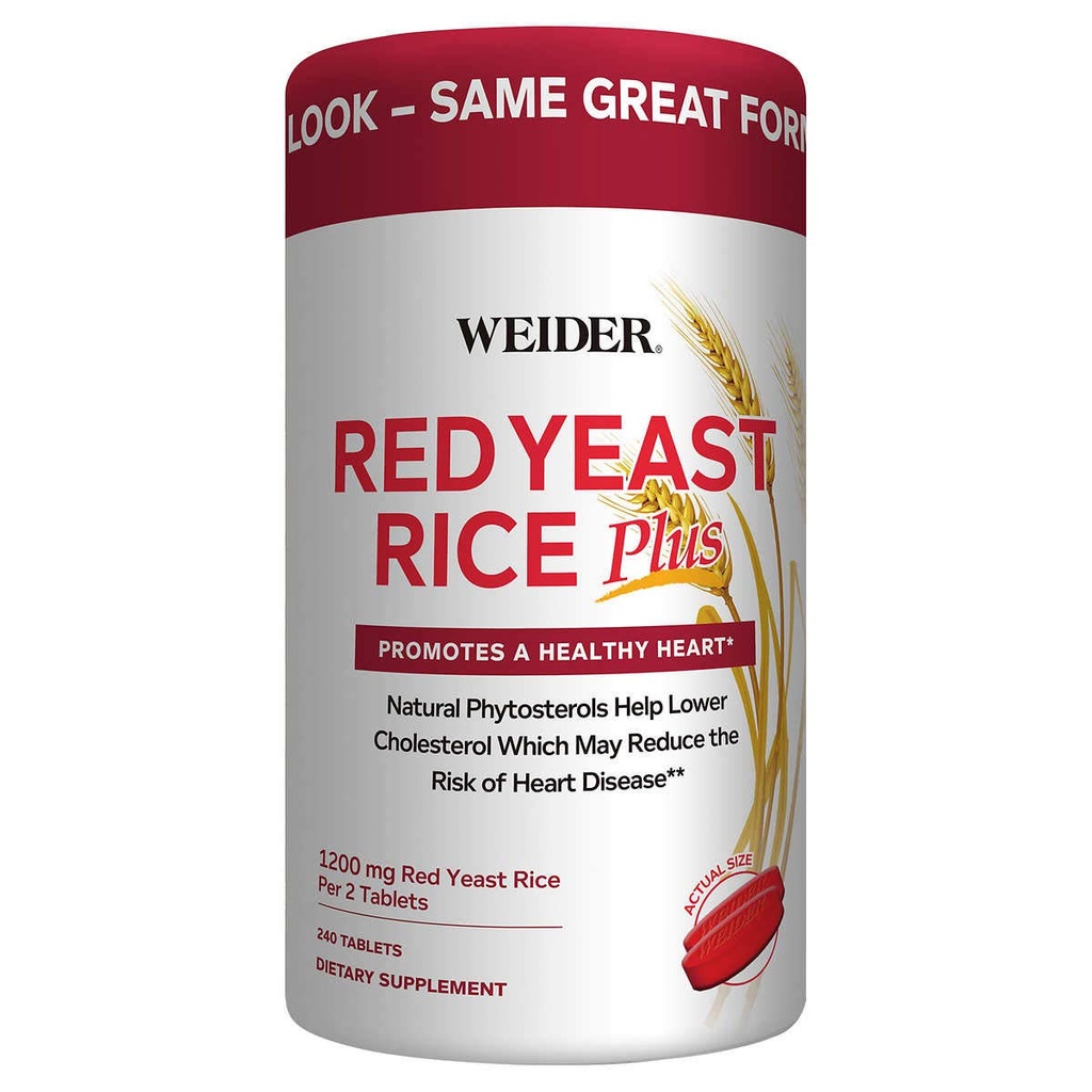 Weider Rød Yeast Rice Plus 2-pakke med Phytosterols 1200 mg per 2 tabletter (240 tabletter X 2)