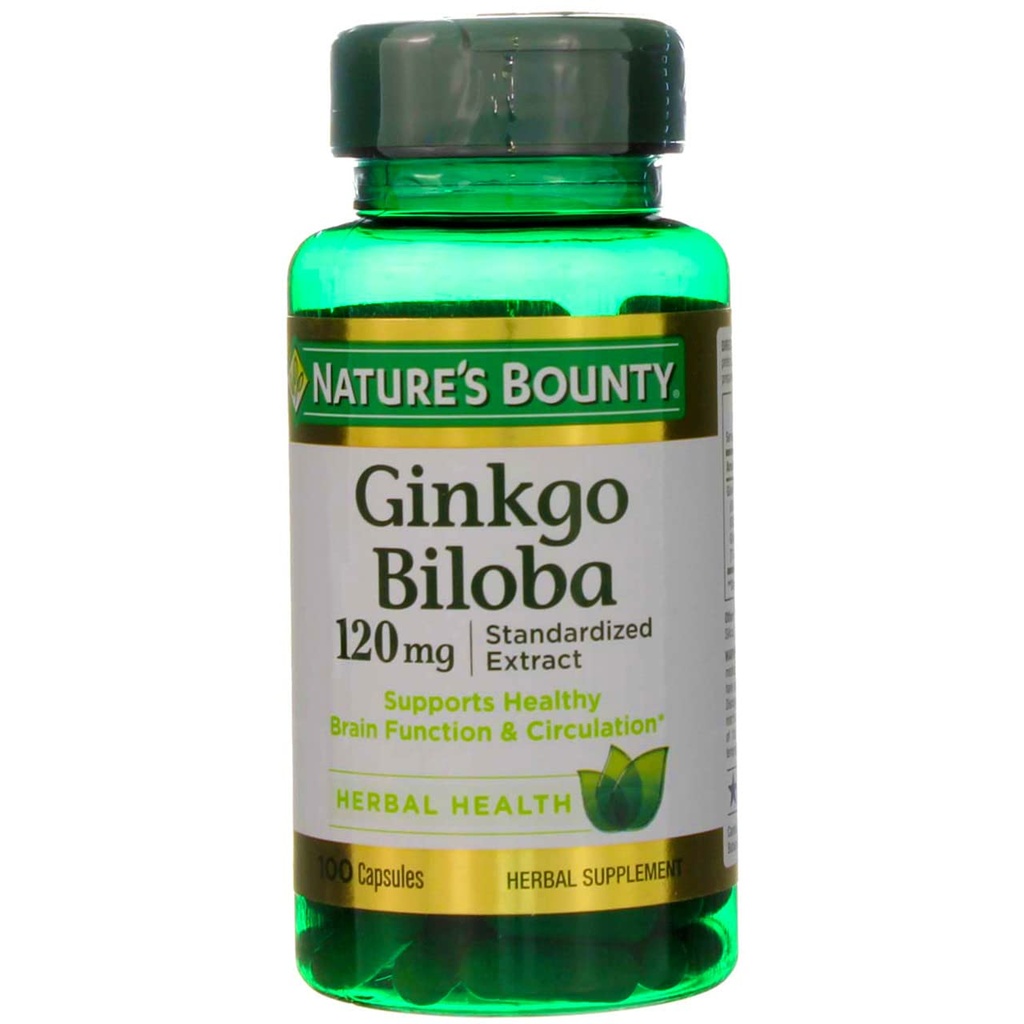 Naturens Bounty Ginkgo Biloba 120 mg dobbelt styrke - 100 kapsler, pakke med 2