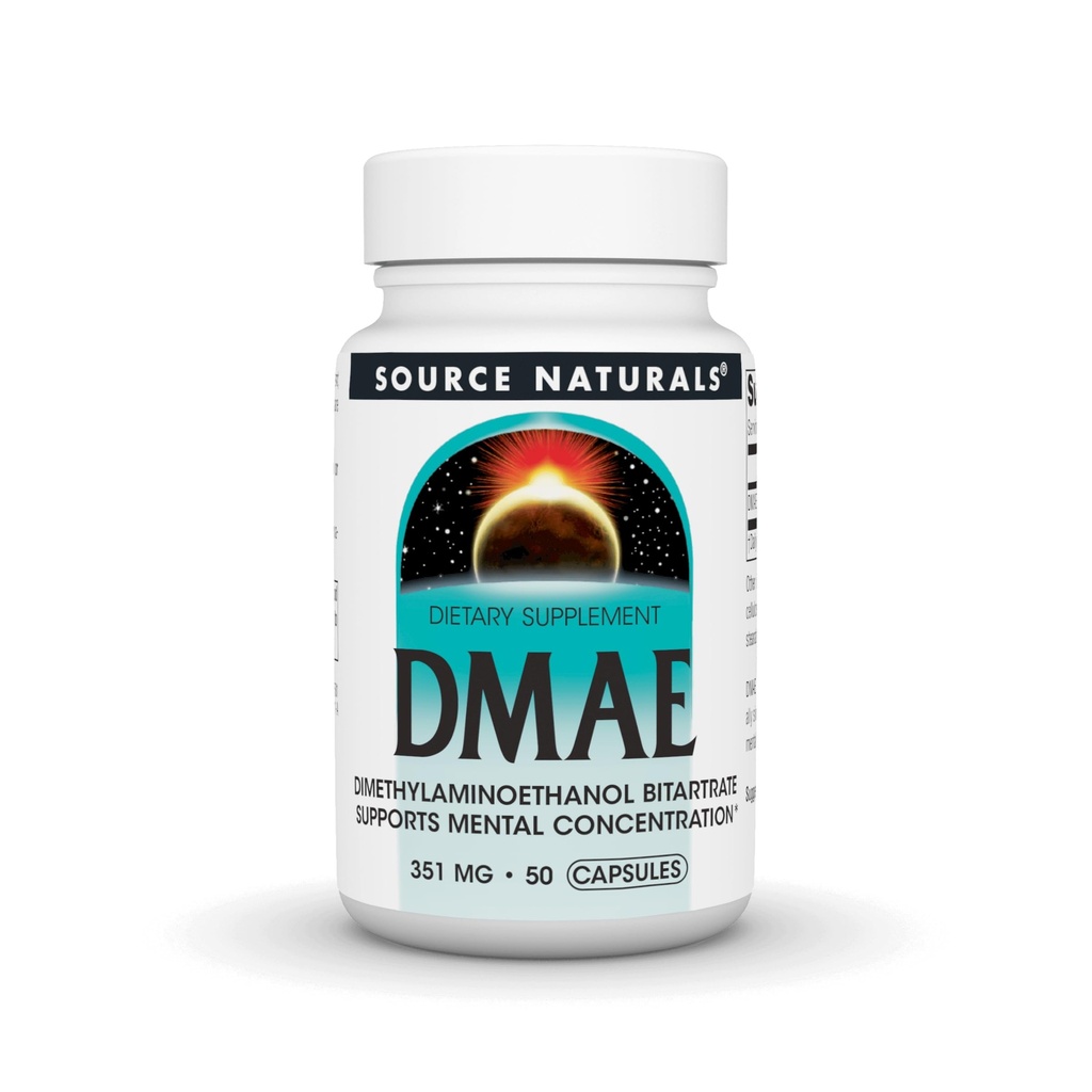 Kilde Naturals DMAE, Dimetylaminoetanol Bitartrat - støtter mental konsentrasjon - 50 kapsler