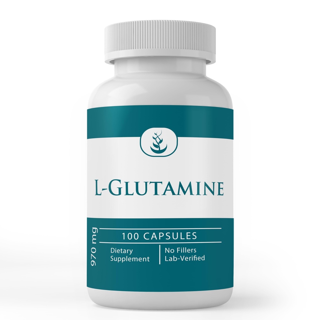 Rene originale ingredienser L-Glutamin naturlig kildet aminosyre, ikke-GMO og glutenfri (100 kapsler)