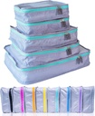 MUMI Packing Cubes – 5-Piece komprimering pakke kuber for reise, Bagasje Arrangører for tilbehør, bære-på poser, ryggsekker og Duffel poser – Space-Saving Travel Essentials - Aqua