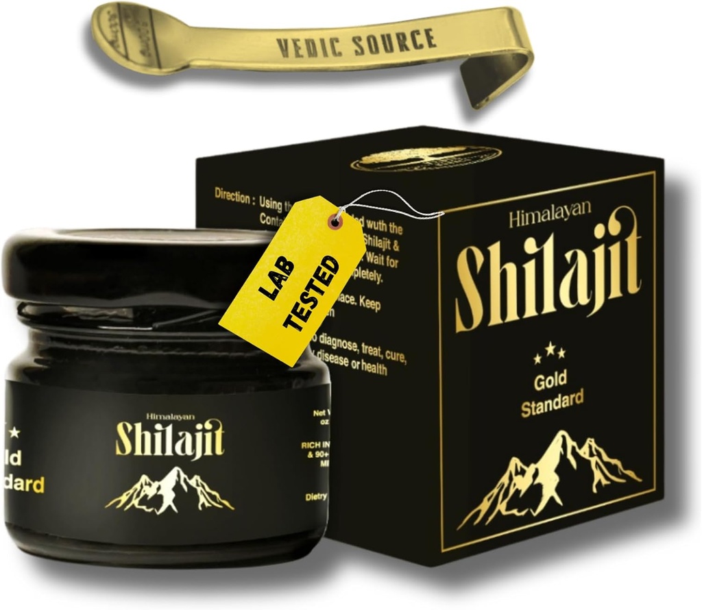 Suprem Himalayan Shilajit Resin - Høyeste grad, Tradisjonelt laget, ikke kommersielt, rik på fulvsyre & 85+ Mineraler, Shilajit for menn og kvinner, Lab-testet, 2-måneders forsynings
