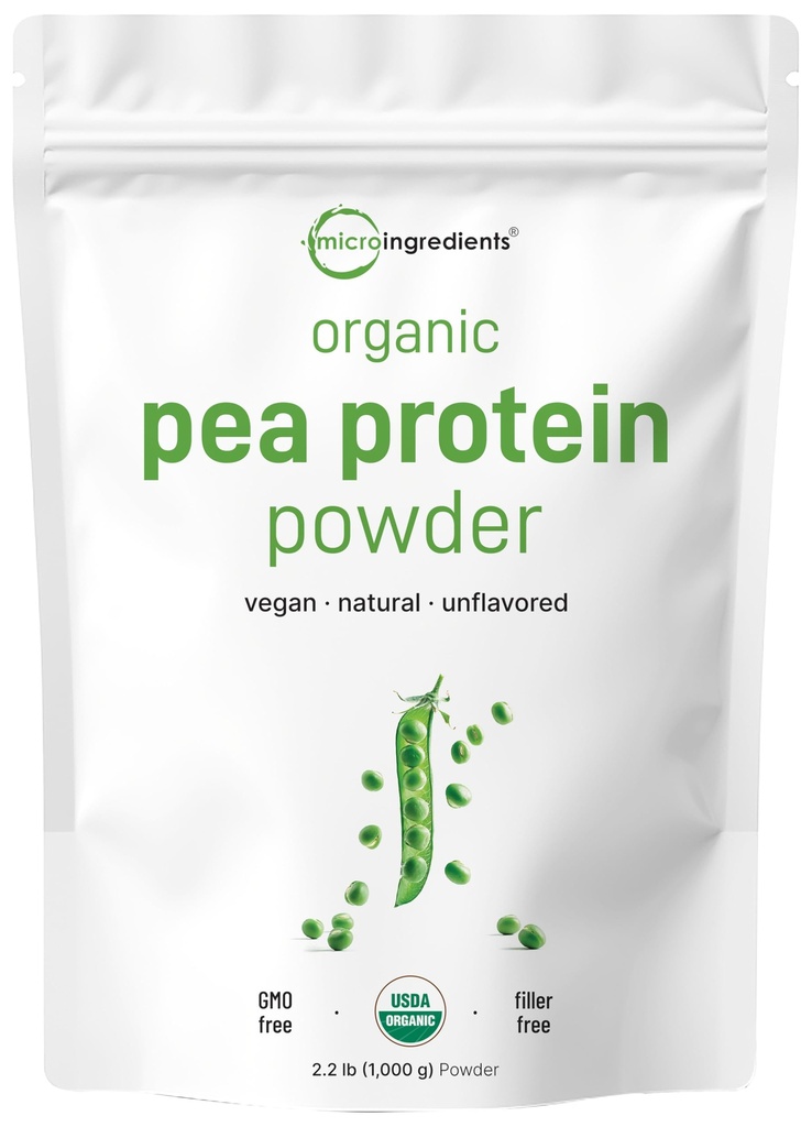 Mikroingredienser Nord-Amerika Grown, Organic Pea Protein Powder, 1KG (2,2 pund) | Plantebasert Vegansk Protein, Kjøttfritt Protein Supplement, rik på grened kjede Aminosyrer | Ikke-GMO, Soja Gratis