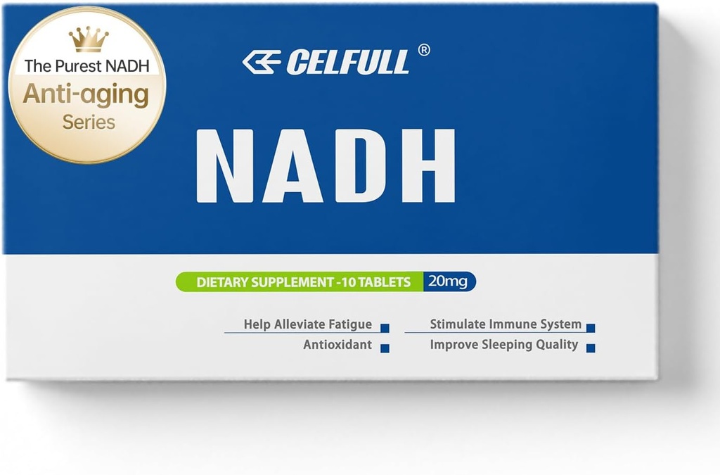 CELFULL NADH Supplement 40mg Enchance NMN Alternative NAD + Supplement for immunstøtte Anti-Aldring Økt Brain Kognisjon og kronisk tretthet Supplements