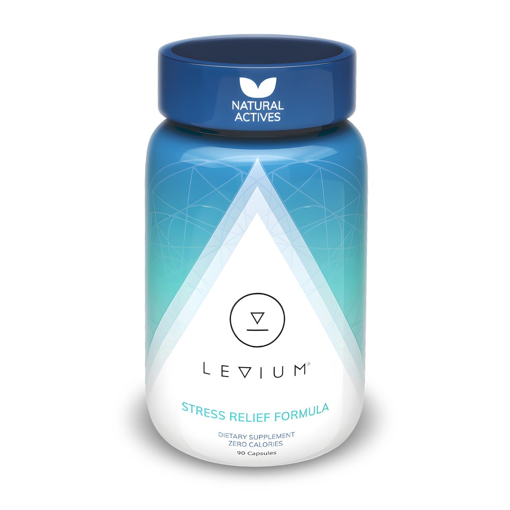 Levium Maksimal styrke Stress Relief Supplement | Calm and Mood Support Supplement med KSM-66 Ashwagandha, GABA, L-Theanine, Magnesium | 90 kapsler, 30 dagers levering