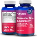 Quercetin 1000mg Veggie Capsules, Non-GMO, Elderberry Sink Quercetin Kosttilskudd støtter immun, kardiovaskulære og pustende helse,120 Kapsler (pakke med 1)