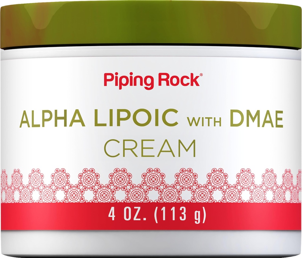 Piping Rock Alpha Lipoic Acid | 4 oz | med DMAE Cream |Highing & Firming for ansikt og hud | Ikke GMO, Glutenfri