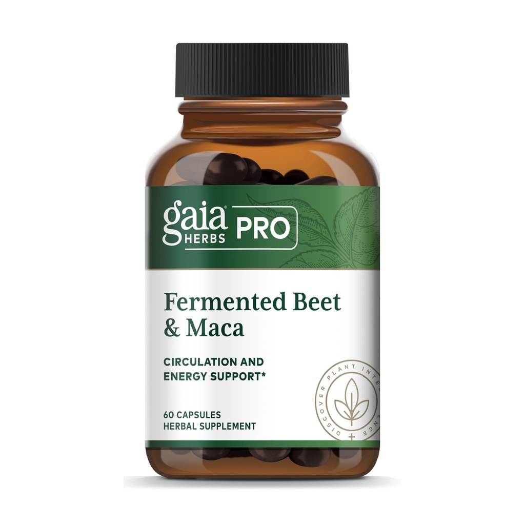 GAIA HERBS PRO Fermented Beet & Maca - Sunn energi og sirkulasjonsstøtte Supplement* - Nyre Helse Supplement med beet & Carrot Root - Vegan, Glutenfri, Soya-Free - 60 Kapsler (30 Serveringer)