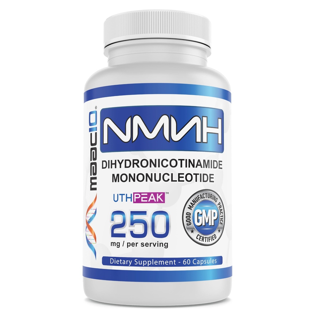 MAAC10 NMNH (NMN Supplement Alternativ) 250mg Serving | UthpeakTM NMNH (Dihydronotinamid Mononucleotid) for bedre stabilitet | 30-dagers Supply.
