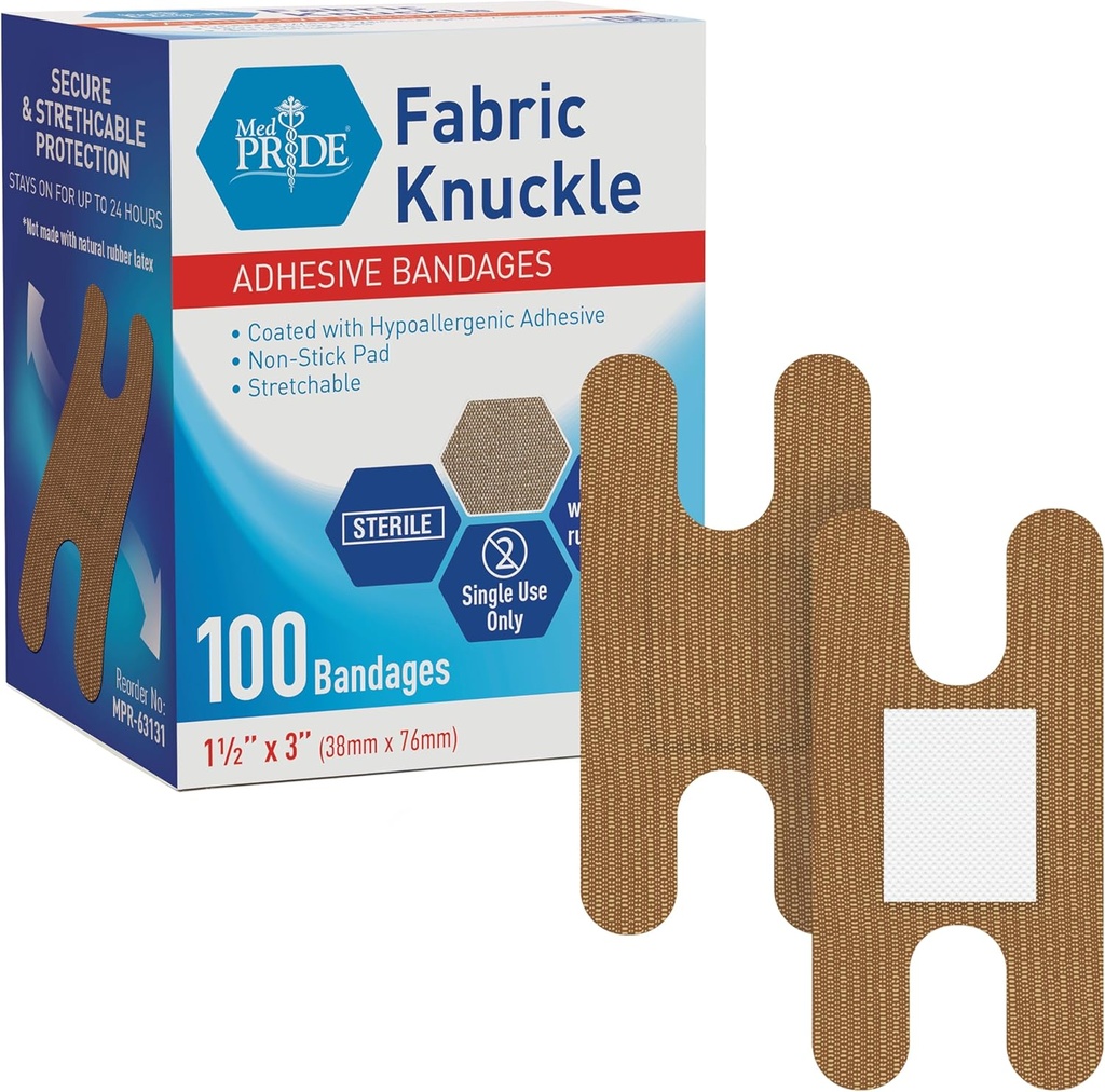 MED PRIDE 100 sterile stoff Fingertip, Finger og Knuckle Bandages - Latex og gummi gratis Hypoallergenic, 1,5in X 3in