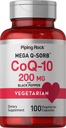Piping Rock CoQ10 200mg Kapsler | 100 piller | med svart pepper ekstrakt | Coenzym Q10 Supplement for kvinner og menn | Vegetarisk, ikke-GMO, Glutenfri