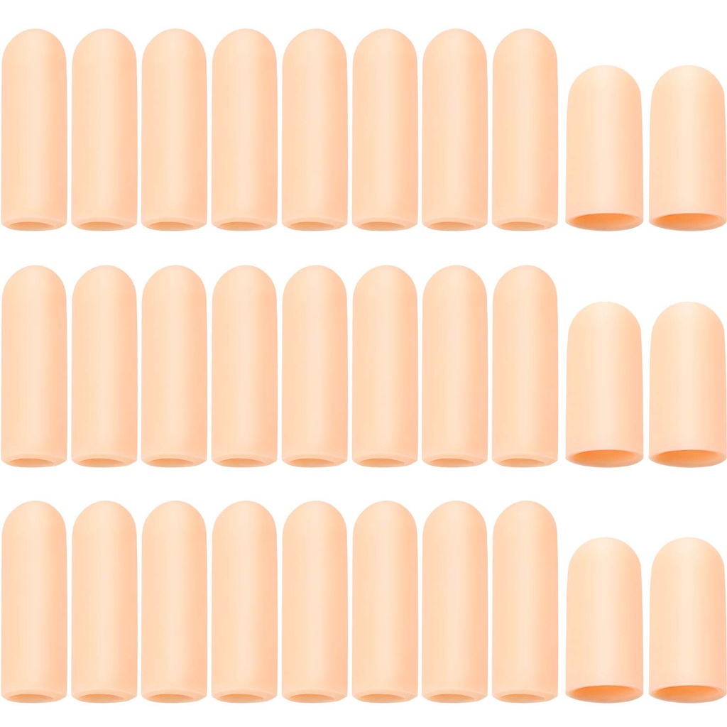 Frienda 30 stykker Gel Finger Protector Cots silikondeksel Cap ermer for Finger Cracking Trigger Support (Apricot)