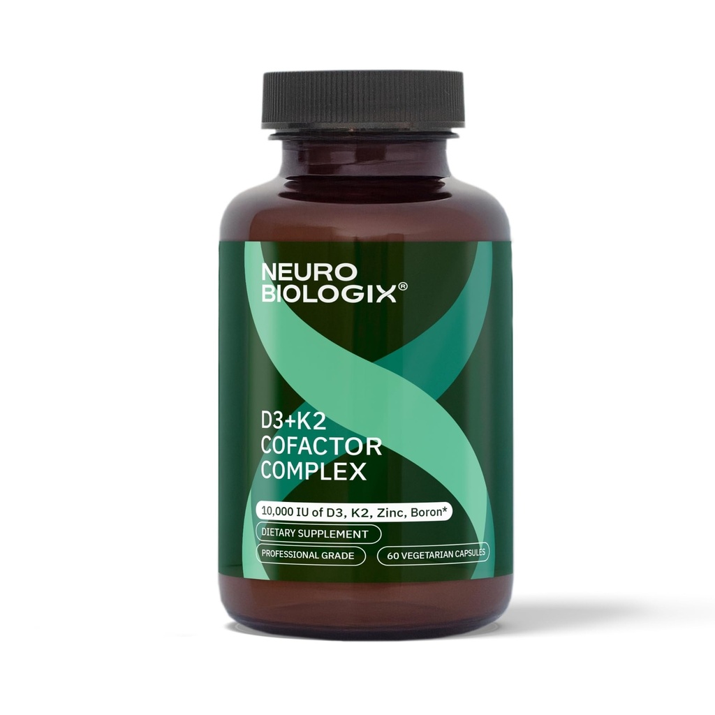 D3+K2 Cofactor Complex - bidrar til å maksimere vitamin D fordeler for bein, hjerte og immunstøtte - Formulert med vitamin D3, K2 (vitaminMK7®), sink og bor å fremme effektiv kalsiumbruk – 60 Caps