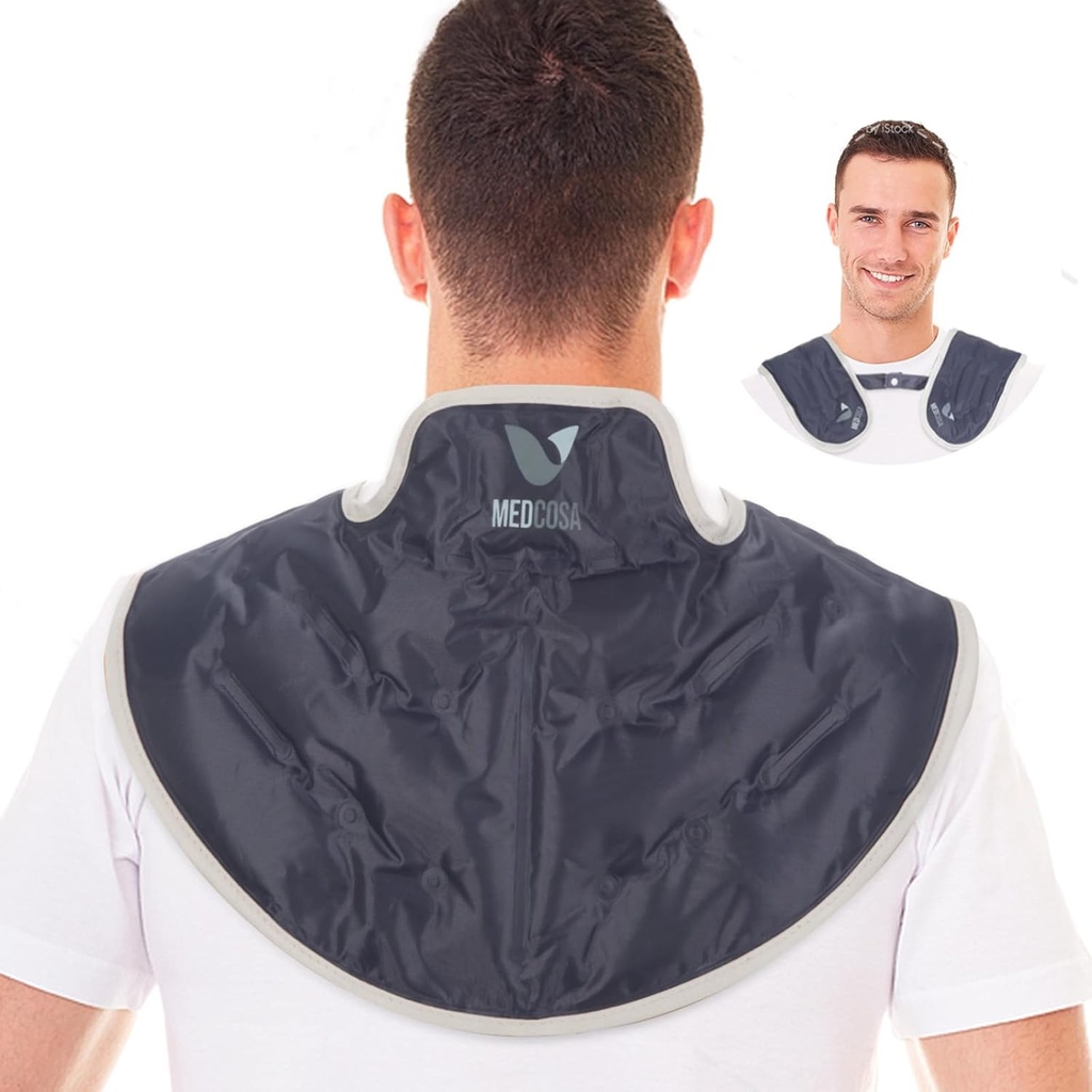 Medcosa Ice Pack for Hals og skulder – Reusable Hot & Cold Therapy Wrap, Plush Gel Kompresse med justerbar rem for megraine, muskel og post-workout smertelindring