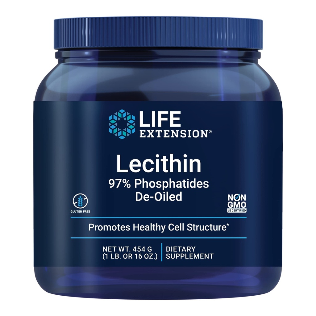 Livsforlengelse Lecitin, fremmer sunn cellestruktur og funksjon i hjernen, glutenfri, ikke-GMO, vegetarisk, 454 gram
